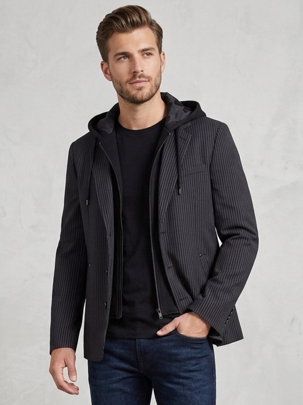Men’s guess hoodie blazer pinstripe